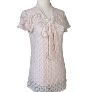 Eve & Maddie Lace Tie Short Sleeve Top Sz S